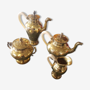 Tea and coffee set in vermeil and ivory