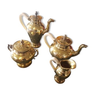 Tea and coffee set in vermeil and ivory