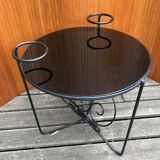 table basse ronde 1950 opaline noire