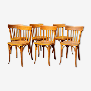 Lot 6 chaises Baumann bistro des années 60