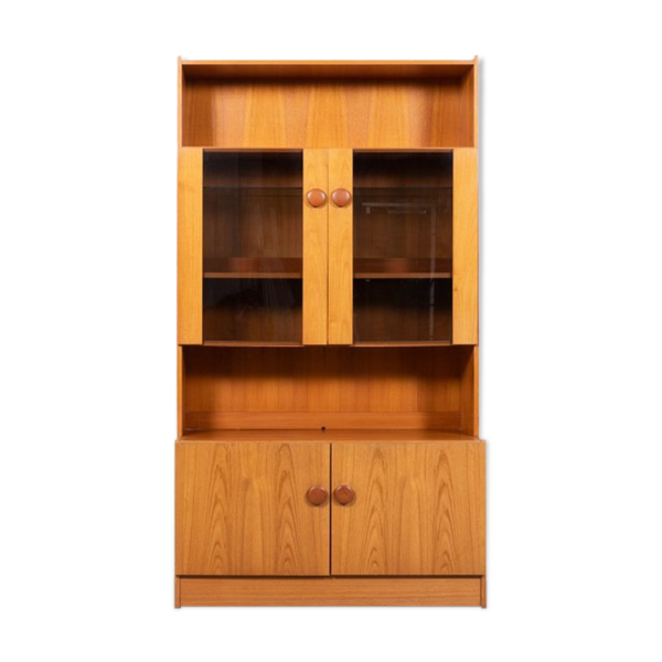Two-piece wardrobe made of Danish teak veneer from the 1970s