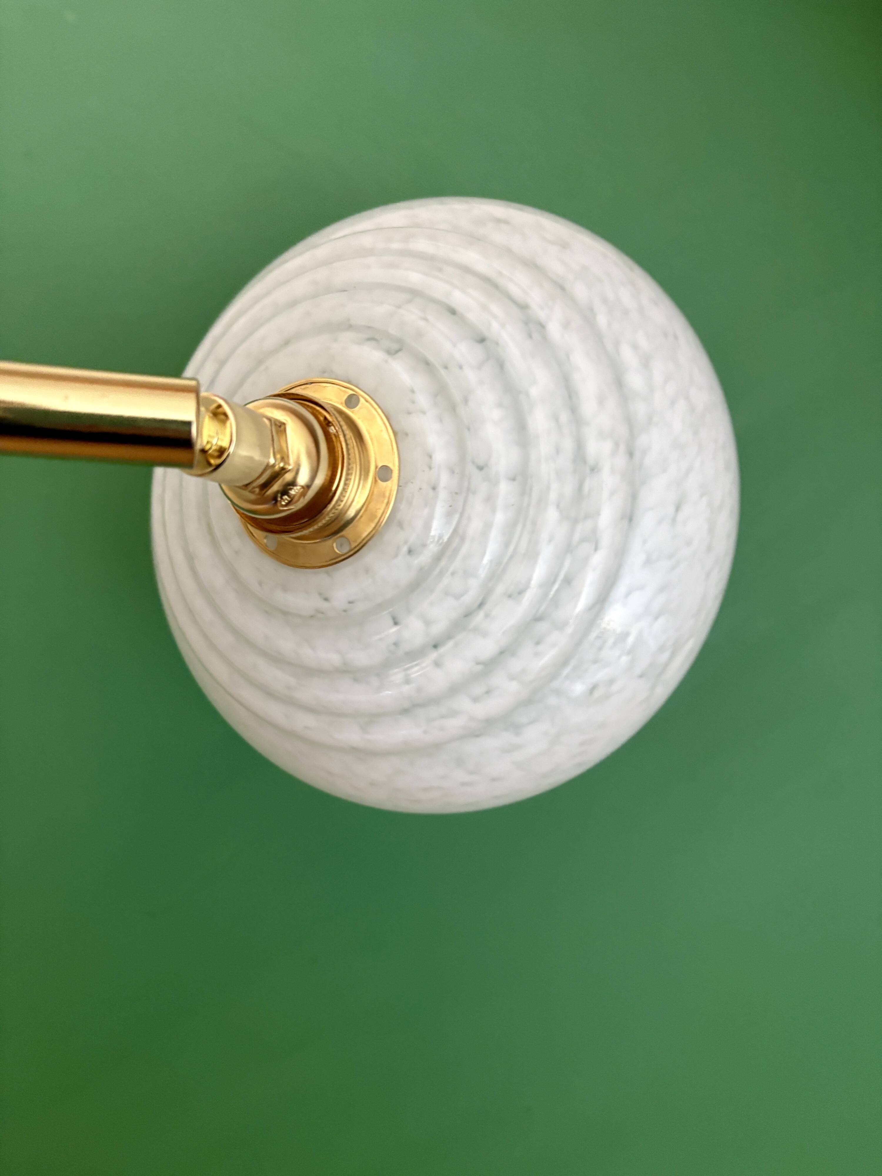 Vintage Clichy glass wall lamp with white shade