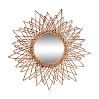 Miroir Soleil en rotin Diam 72,5 cm