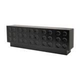 Black brutalist sideboard with graphic patterned doors, belgium 1970s