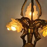 LOUIS XV style chandelier in gilded and patinated bronze with draped women