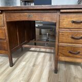 Minister's desk in solid oak with marquetry 1930s