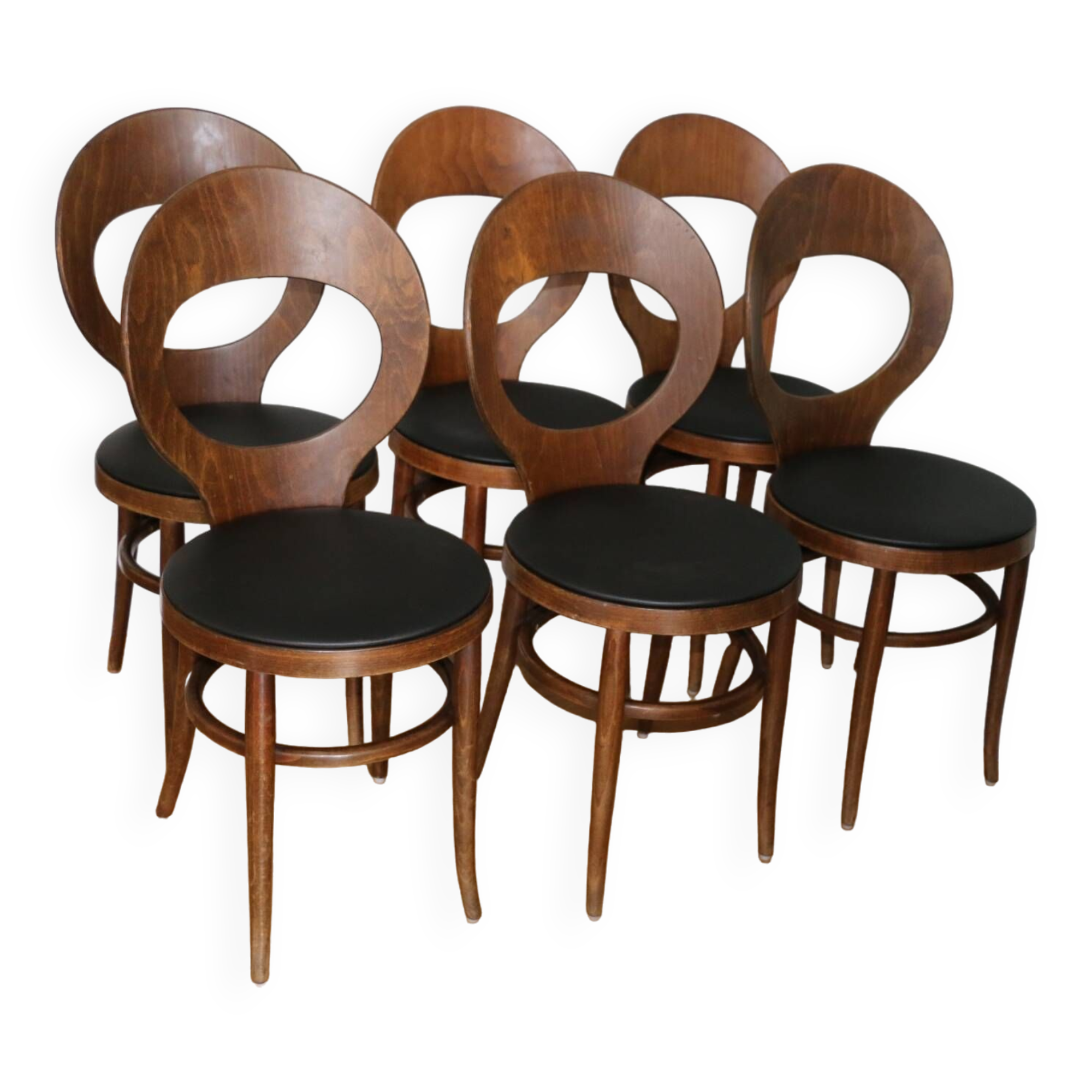 6 baumann seagull chairs dark beech black skai