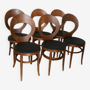 6 baumann seagull chairs dark beech black skai