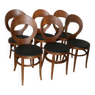 6 baumann seagull chairs dark beech black skai