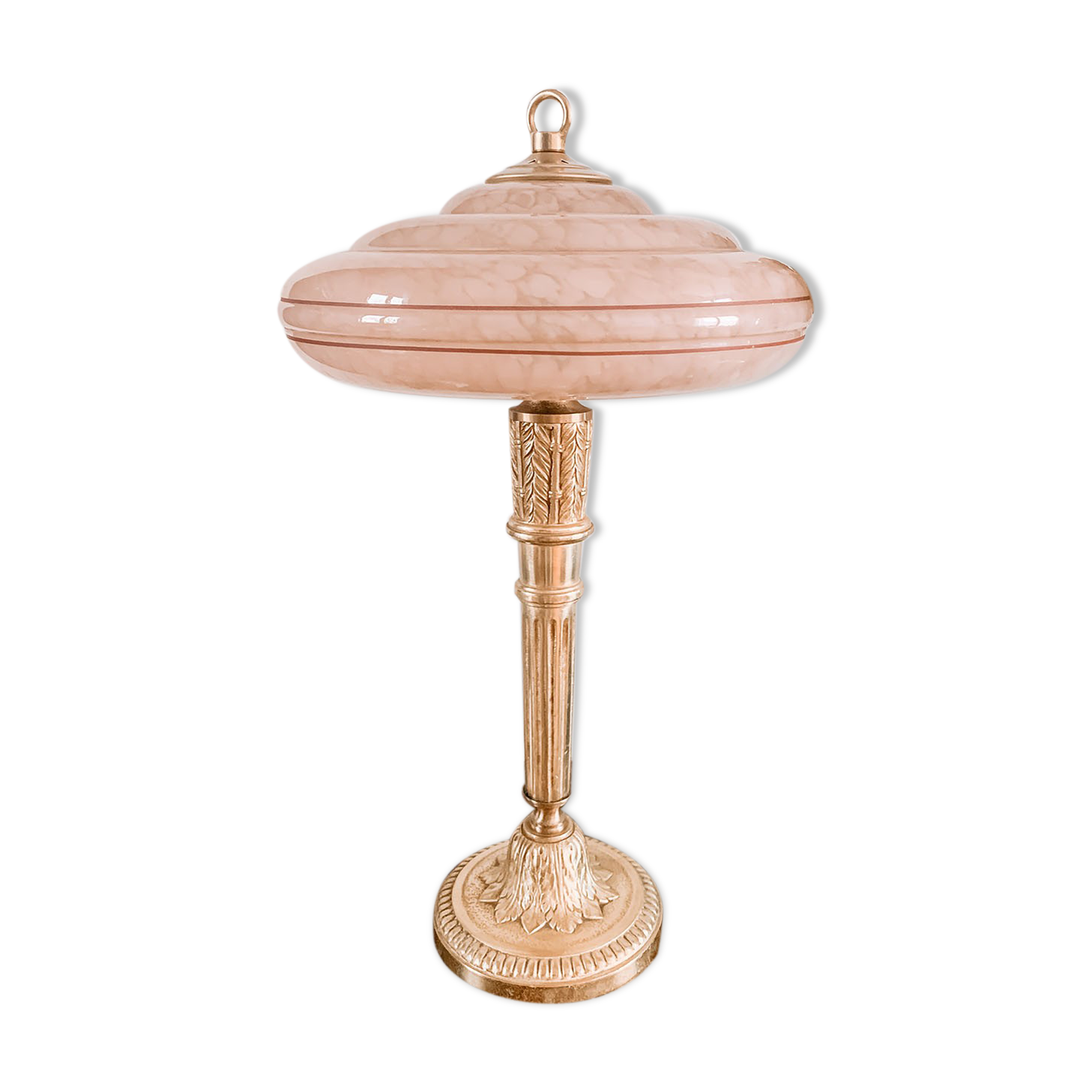 Glass and brass table lamp