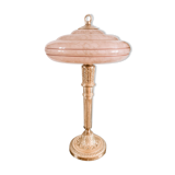 Glass and brass table lamp