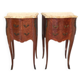 Pair of Louis XV style bedside tables in marquetry