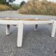Vintage oval wooden and ceramic coffee table signed Dan - Vallauris