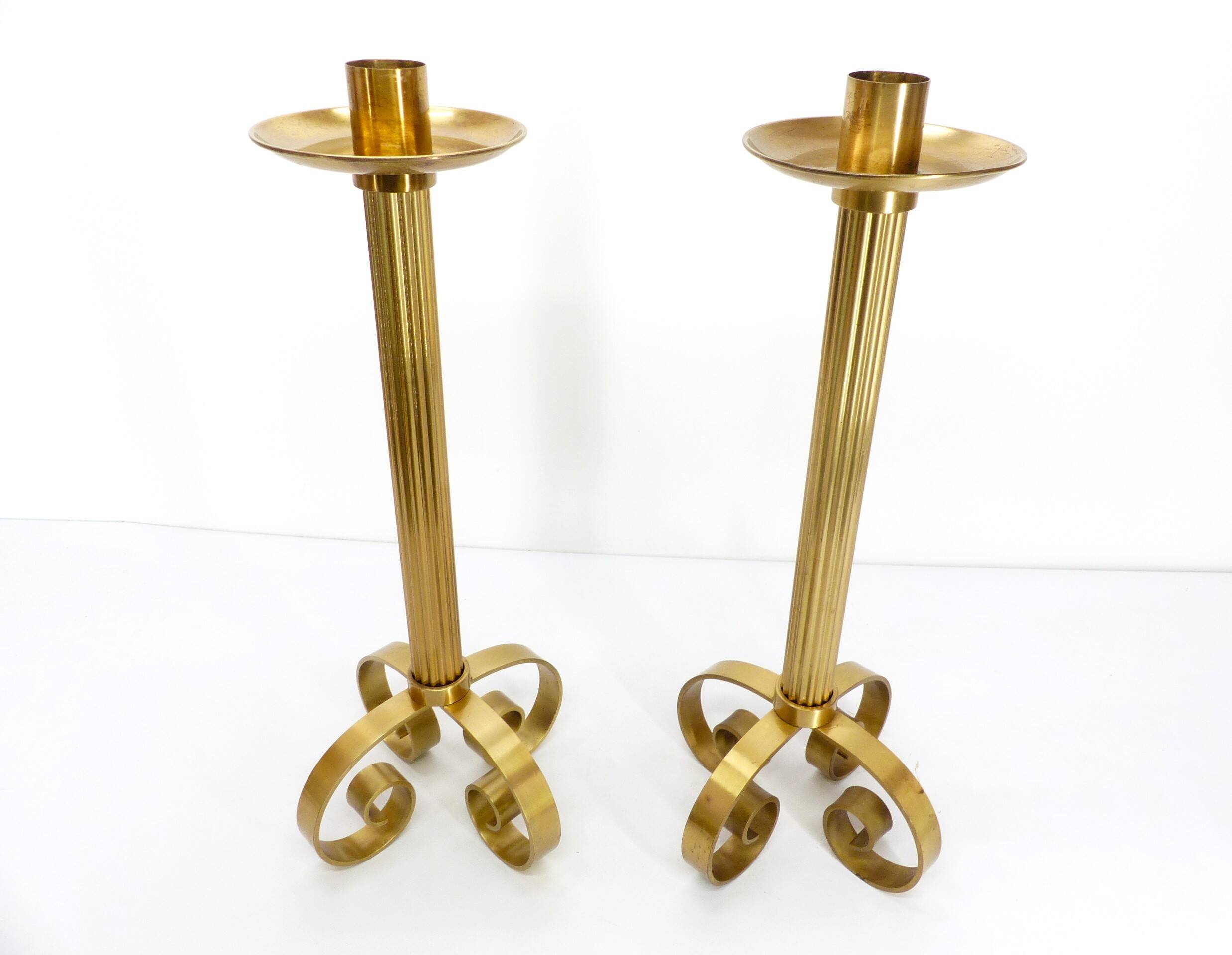 Pair of Scandinavian brass candlesticks Ivar Ålenius Björk for Ystad Metall 1960