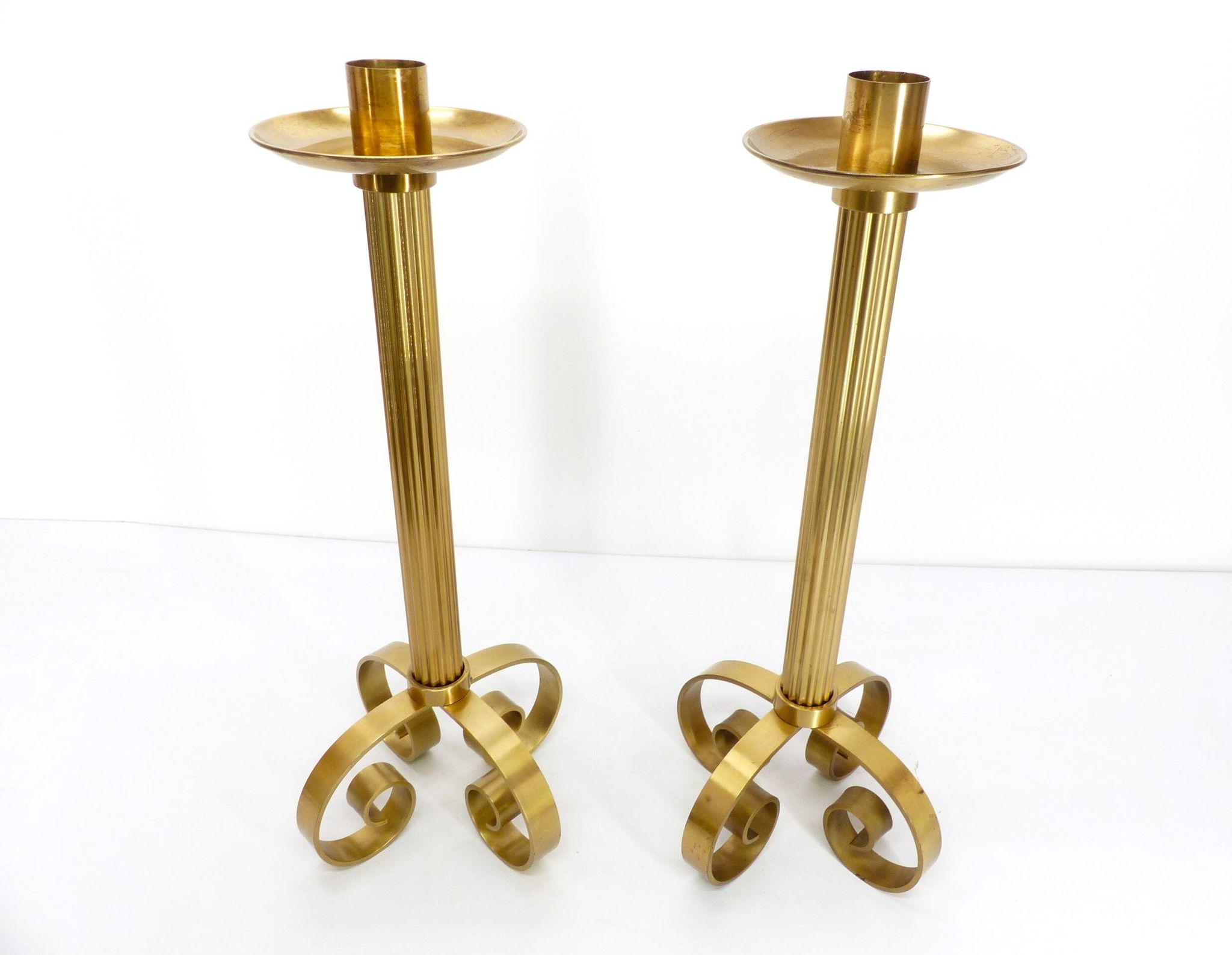Pair of Scandinavian brass candlesticks Ivar Ålenius Björk for Ystad Metall 1960