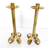 Pair of Scandinavian brass candlesticks Ivar Ålenius Björk for Ystad Metall 1960