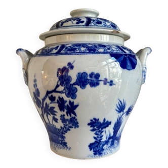 Creil and Montereau sugar pot in blue earthenware, "Japan" service circa 1895