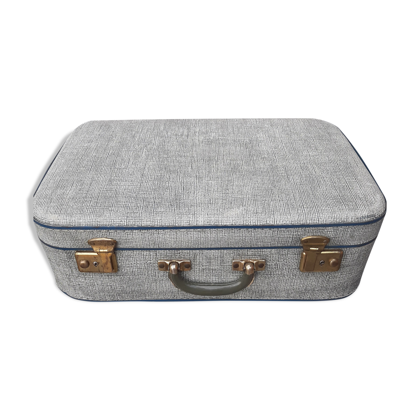 Valise en carton bleue chinée vintage