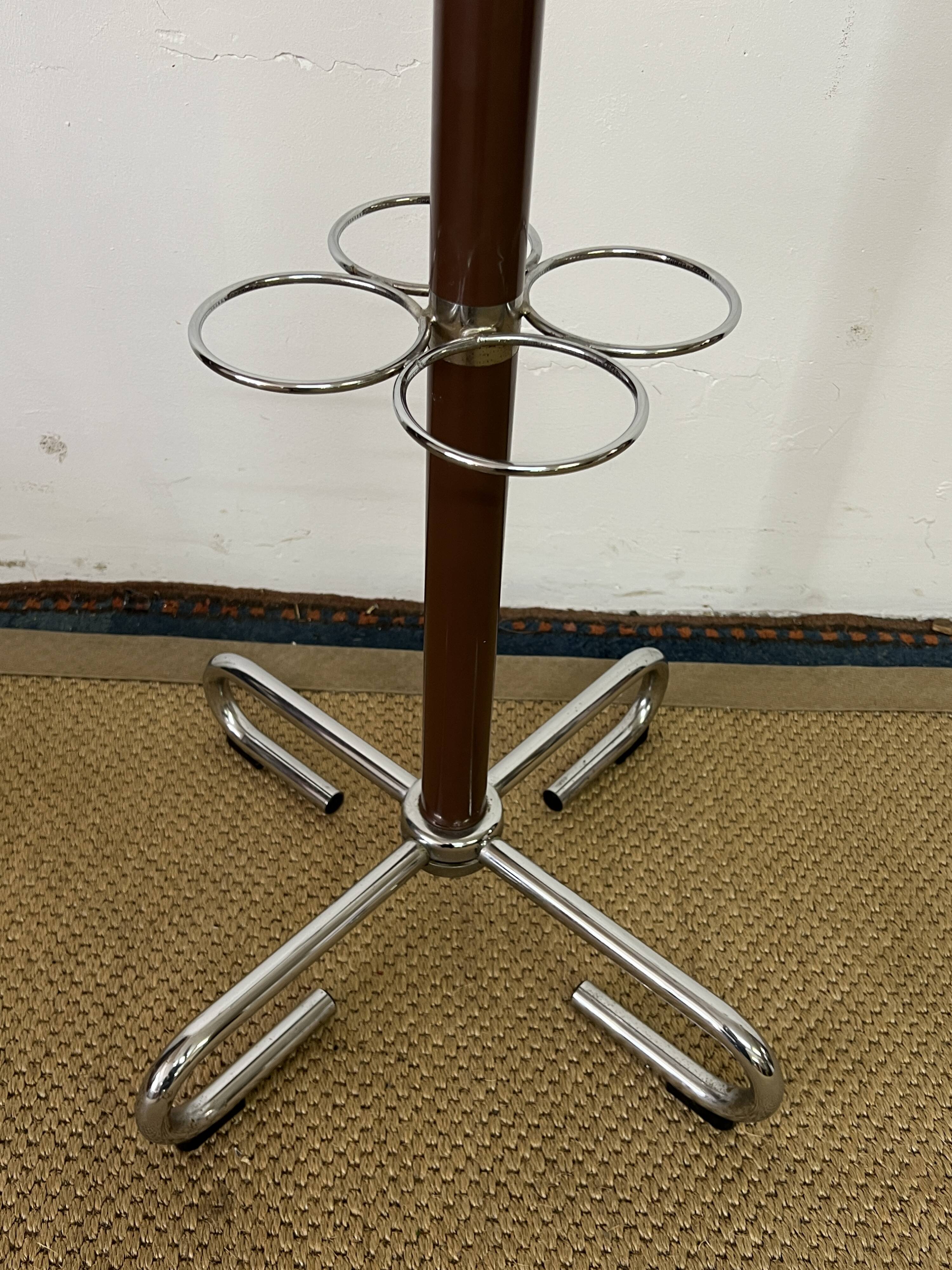 Industrial coat rack in chrome metal