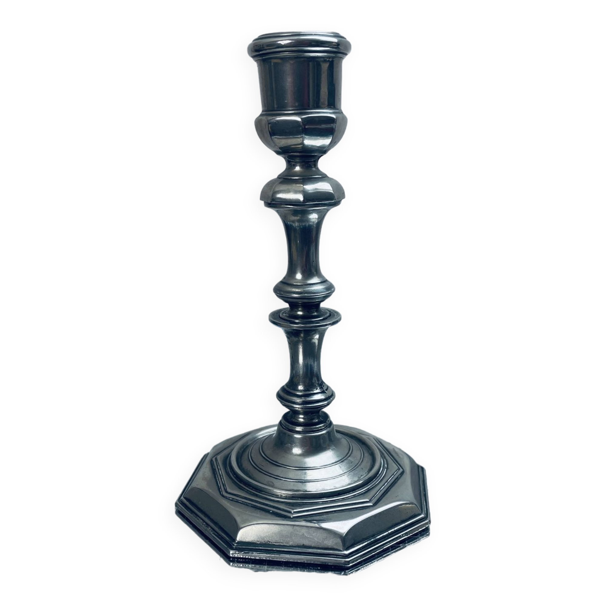 Antique silver plated Grenadier candle holder made in