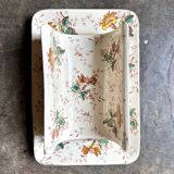 Lunéville asparagus dish in polychrome and gilded ironstone