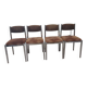 Suite de 4 chaises années 70 métal chromé et velours