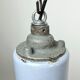 Bauhaus grey enamel industrial pendant lamp with glass cover, 1950s