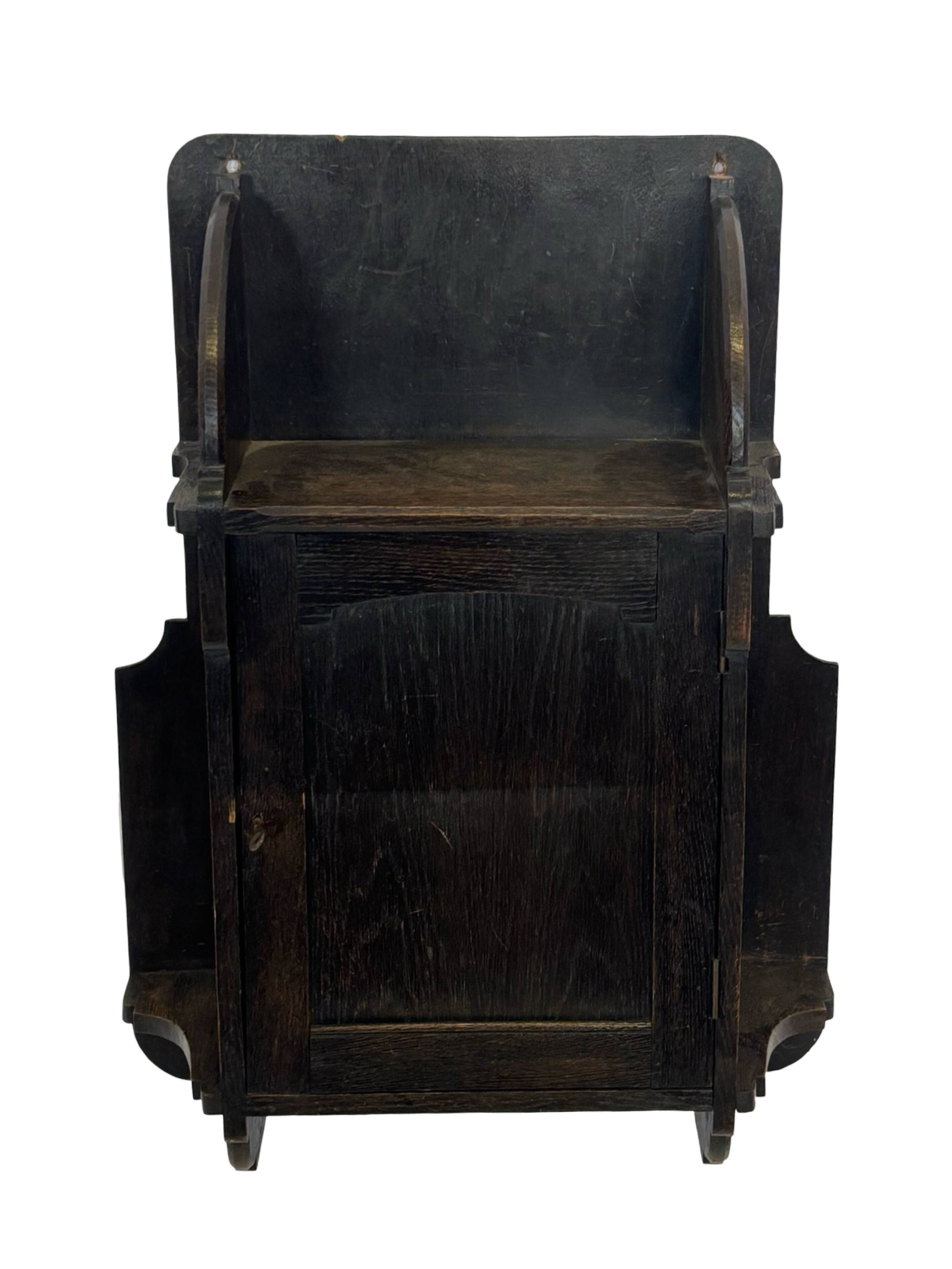 Art Deco hanging cabinet, wall cabinet, 1920s oak design