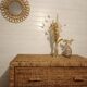 High wood and rattan chest of drawers
