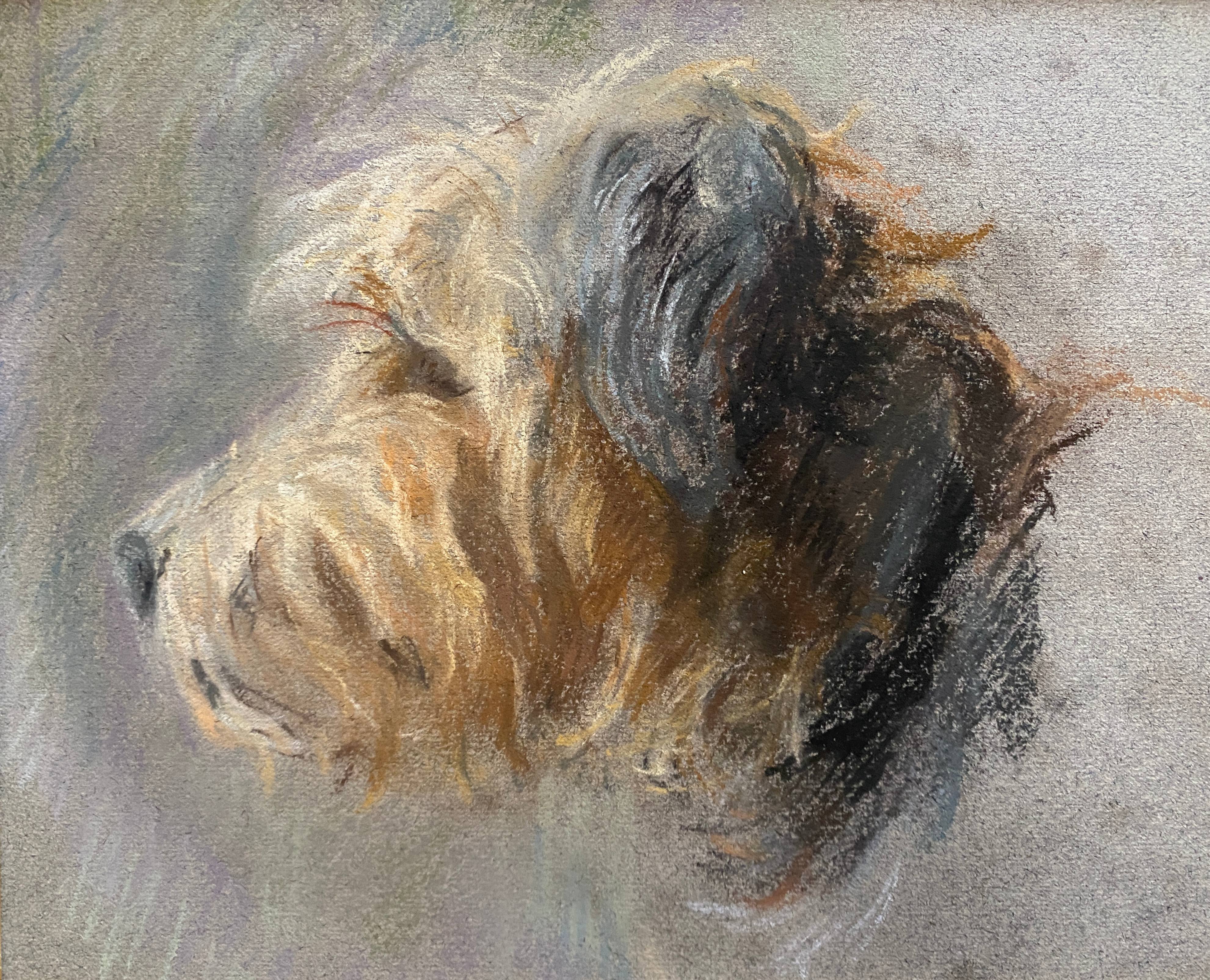 Painting pastel dog "Portrait of Cairn terrier" and frame