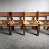 4 straw and wood chairs