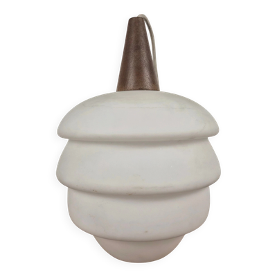 Suspension en teck et opaline par Louis Kalff pour Philips, Pays-Bas, 1960
