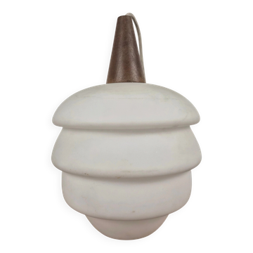 Suspension en teck et opaline par Louis Kalff pour Philips, Pays-Bas, 1960