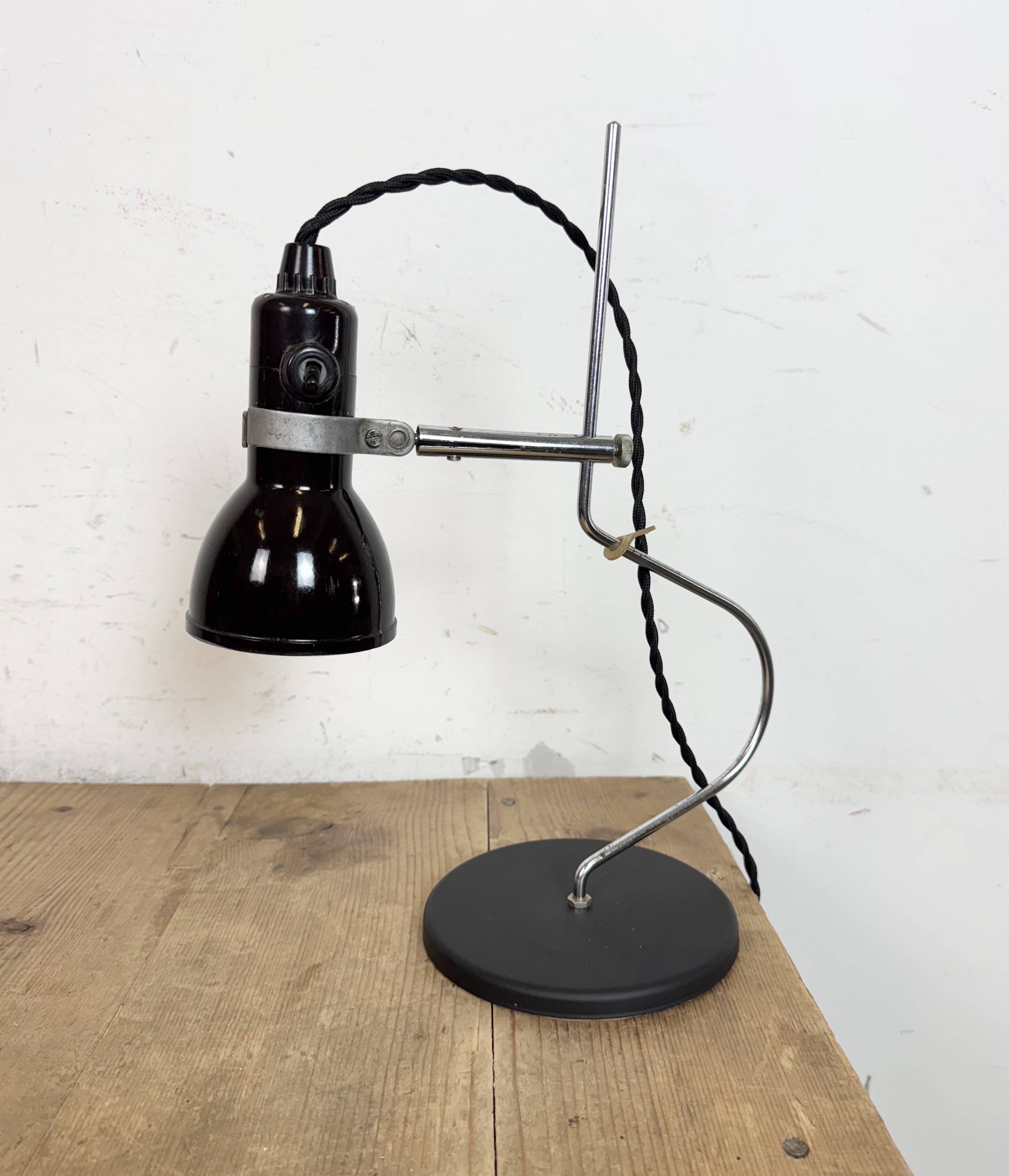 Vintage Black Bakelite Table Lamp , 1970s
