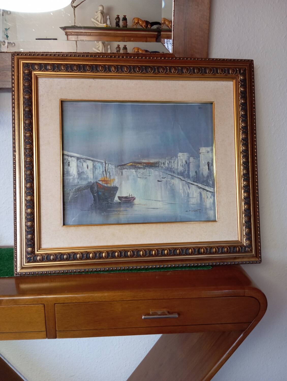 Marine painting under glass