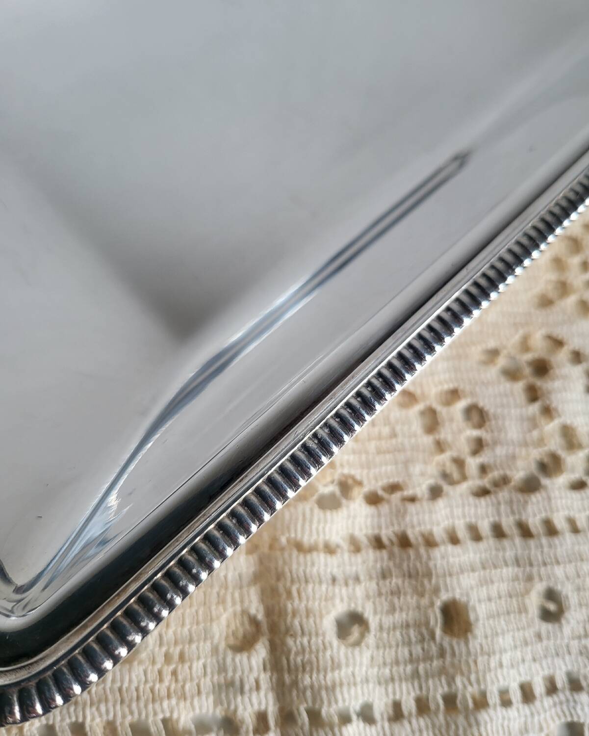 Rectangular metal silver-plated tray