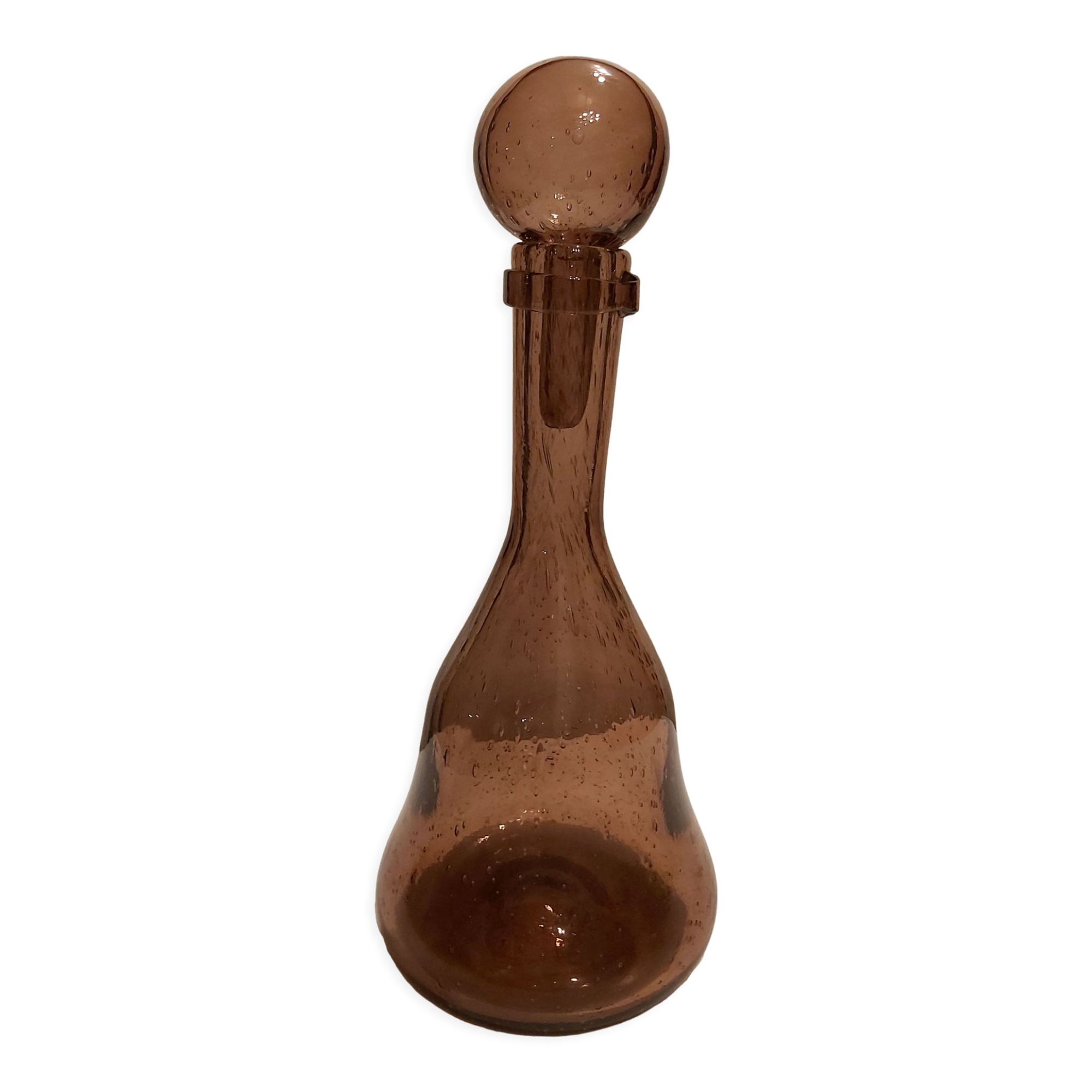 Unsigned Biot bubbled blown carafe color purple pink color