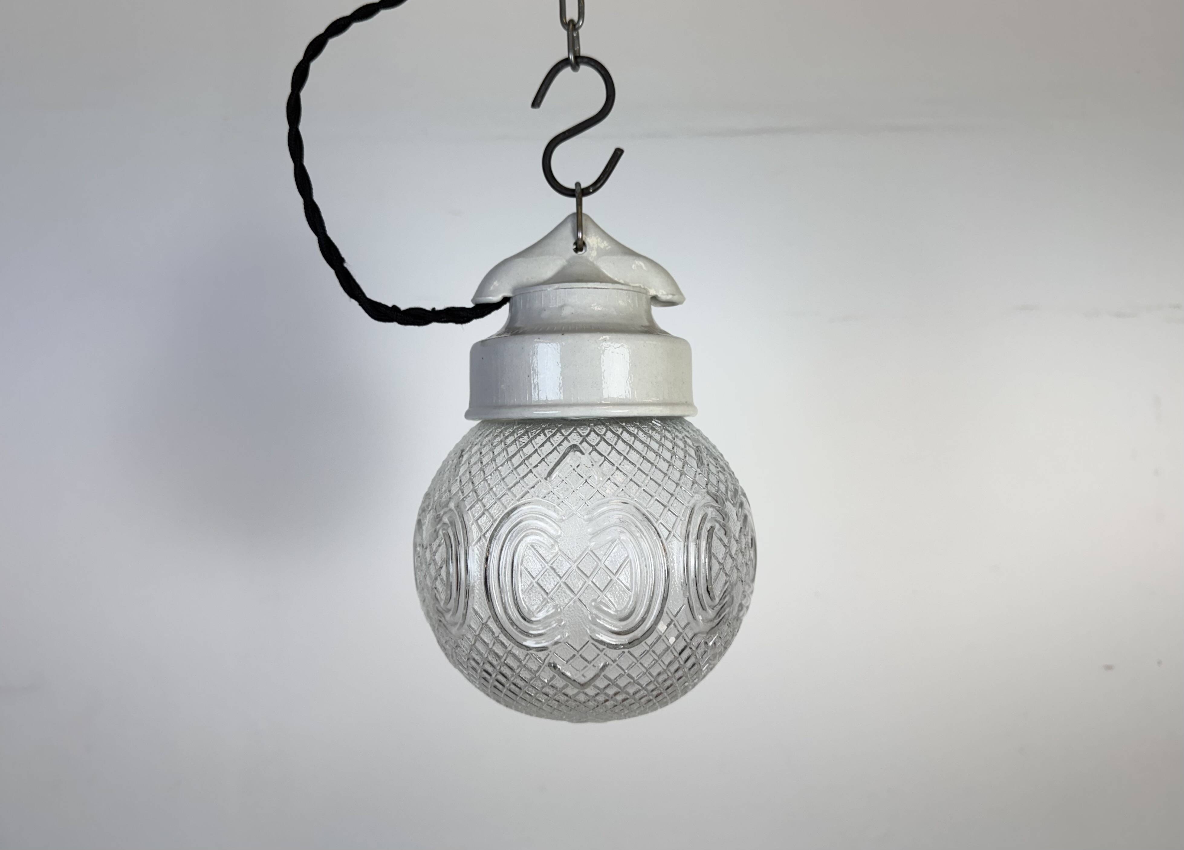 Vintage White Porcelain Pendant Light, 1970s