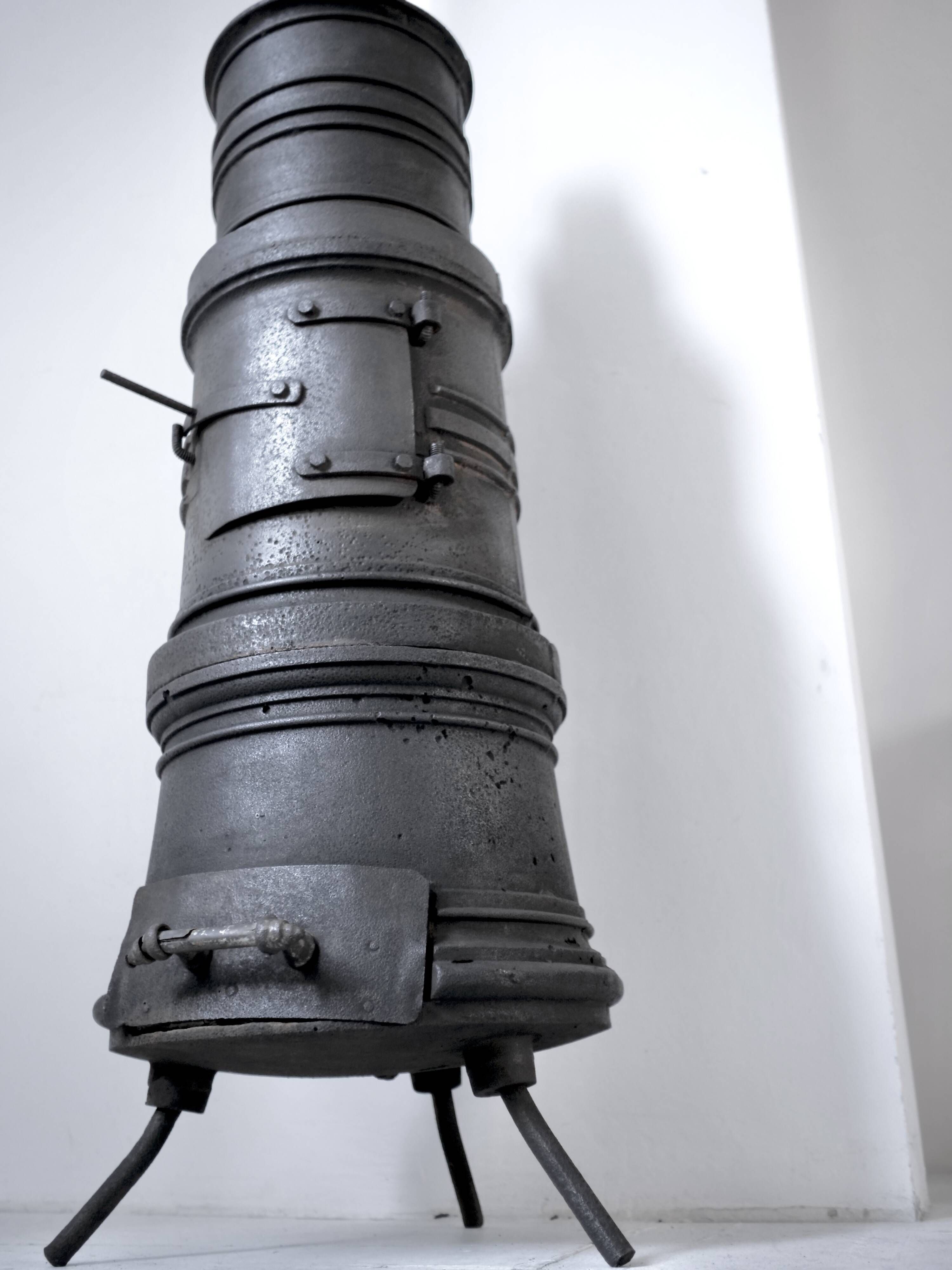 Workshop cast iron stove, late 19th century, raw wabi-sabi design.