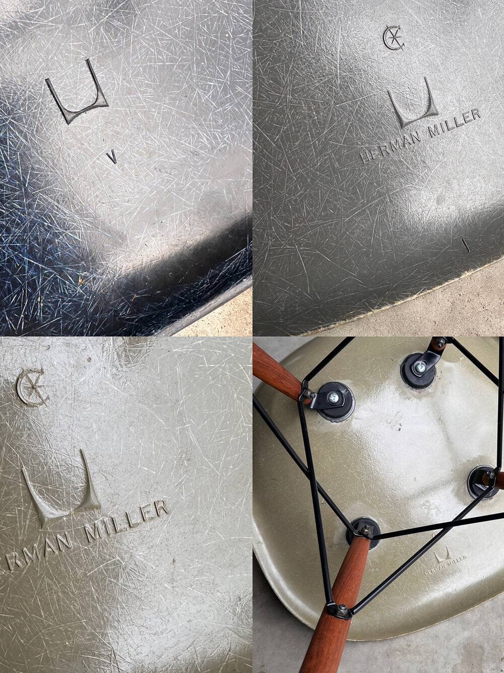 Set of 10 fibreglass & walnut DSW chairs, Charles & Ray Eames, Herman Miller, 60s-70s