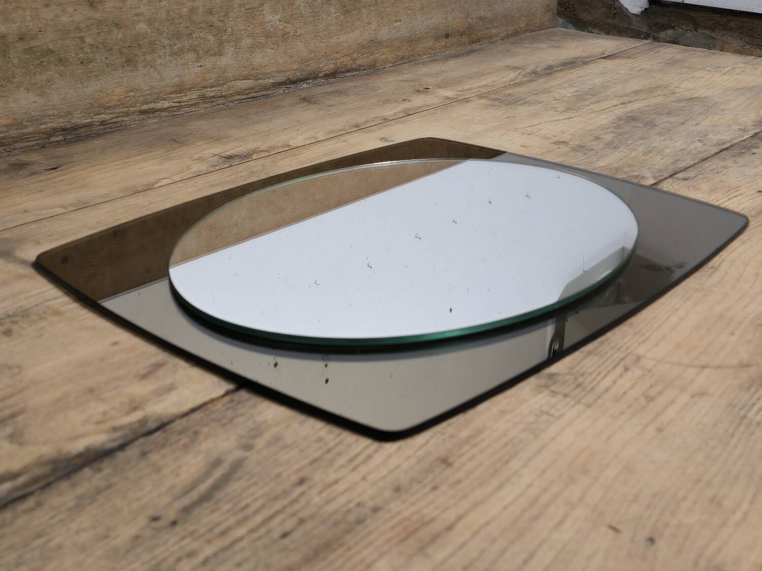 White glass and smoked glass mirror Italy