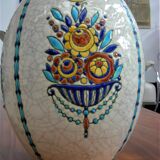 Boch La Louvière vase with a floral decoration in cracked faience