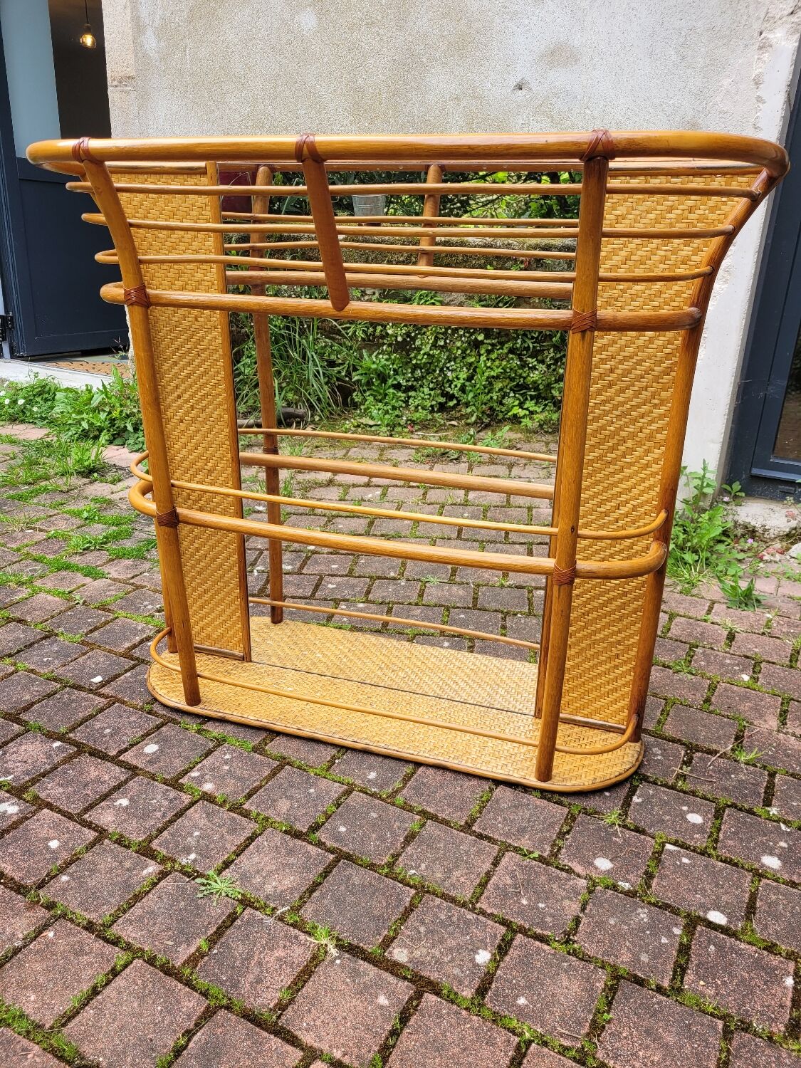 Rattan shelf with mirror