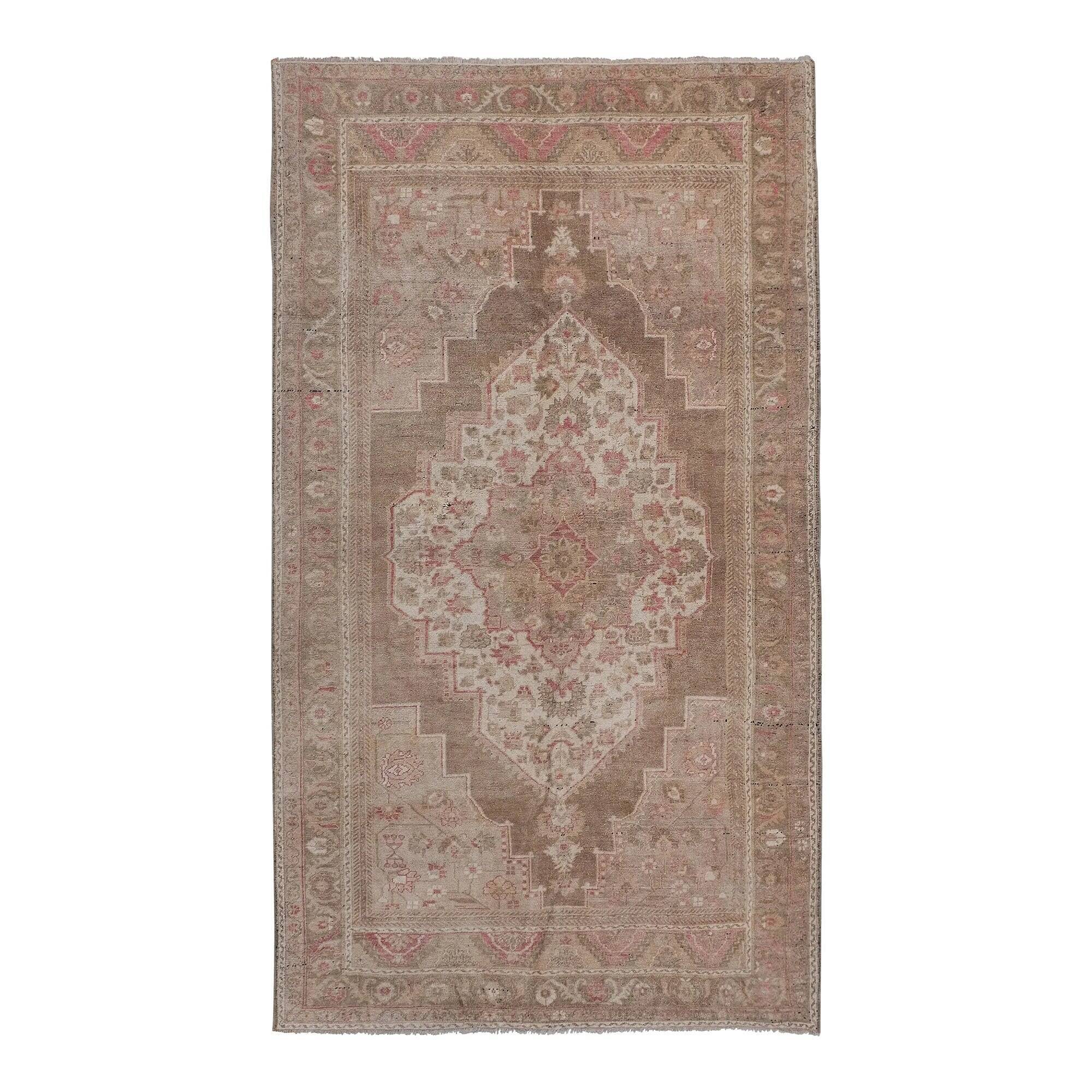 Vintage Turkish handmade rug 203x358 cm