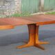 Round wooden table with 3 extensions, table with central star foot, dining table, living room table