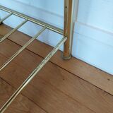 Pair of bedside tables in brass and smoked glass