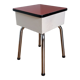 Stool shoeshine chest in formica and chromed metal