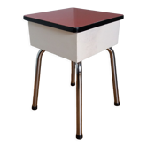 Stool shoeshine chest in formica and chromed metal