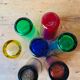 Set of 7 colored glasses 70s