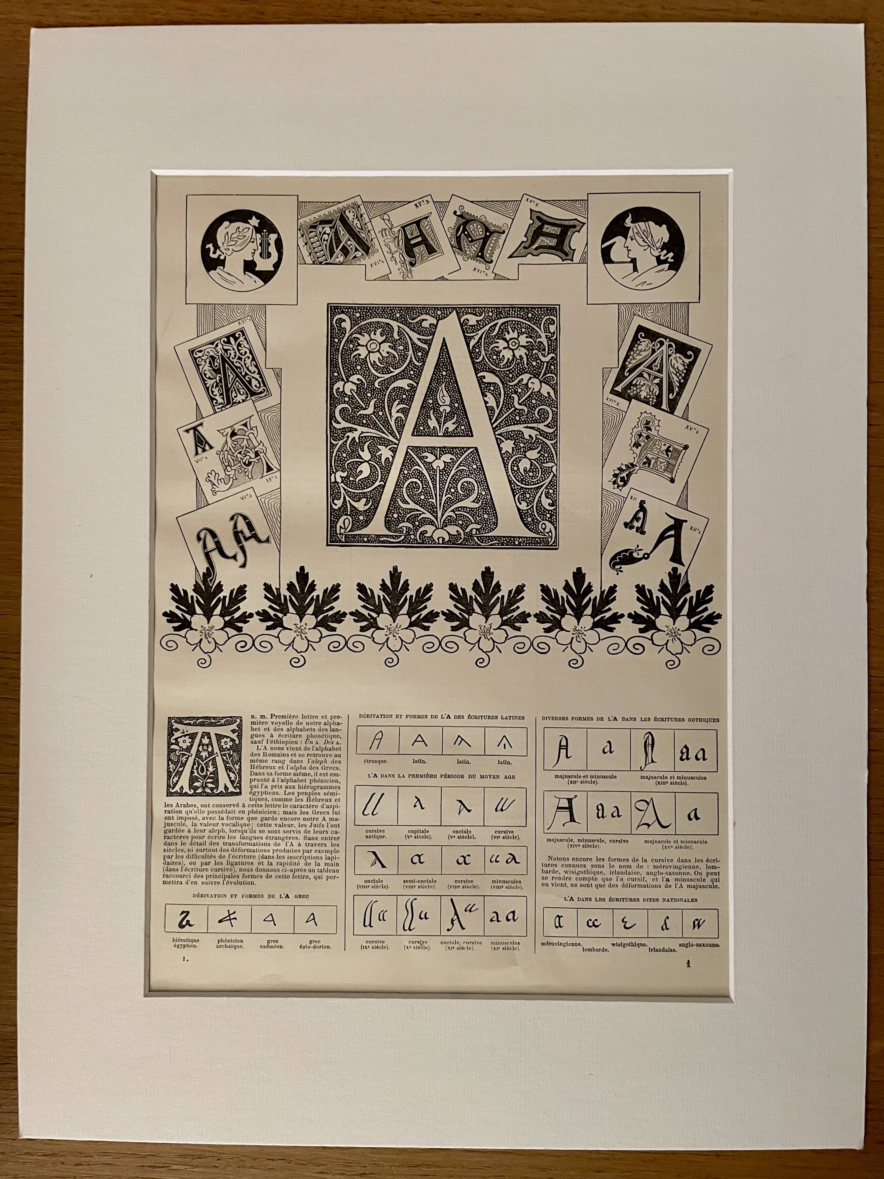 Alphabet letter A lithograph - 1900
